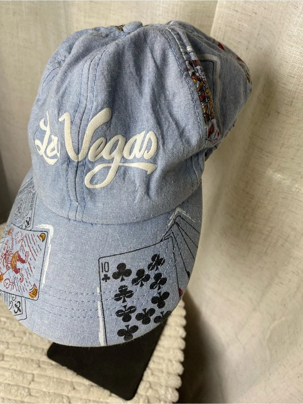 Vintage 90s Las Vegas Hat Triangle Headwear All Over Print Playing Cards Cap Mad